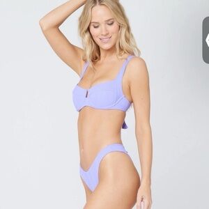 L*Space Ribbed Cabana Bottom Reversible In Lavander, Size Small NWT